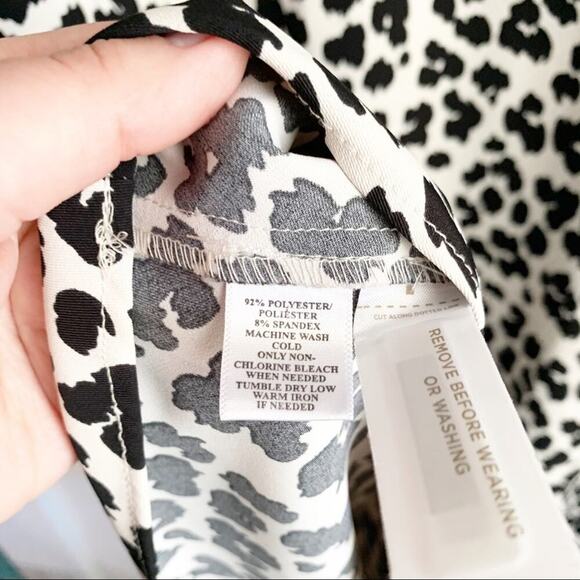 LOFT Wild Cat Flippy Bias Ruffle Dress Animal Print Dress NWT Black White Size 8 - Picture 9 of 11